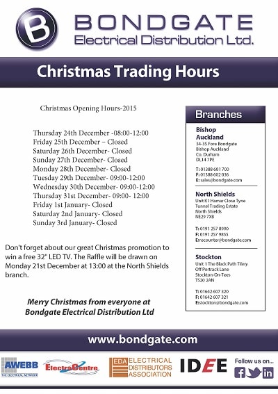 Christmas Opening Hours 2015